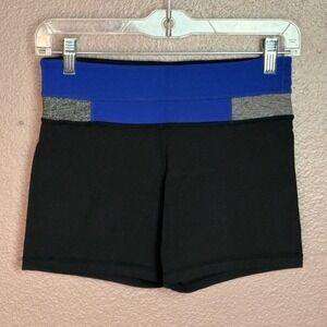Lululemon Boogie Shorts Black Blue Grey Colorblock Yoga Running Women Size 4